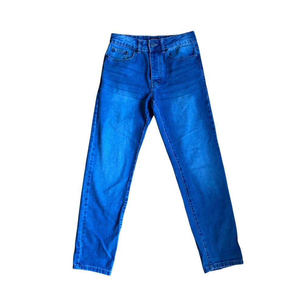 boohooMAN Mens Straight Leg Blue‎ Denim Jeans Button Fly Size 28 Medium Wash